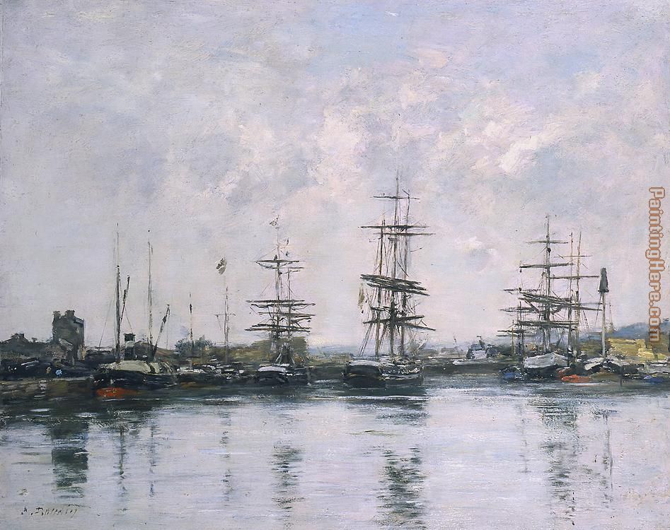 Le bassin,Deauville painting - Eugene Boudin Le bassin,Deauville art painting